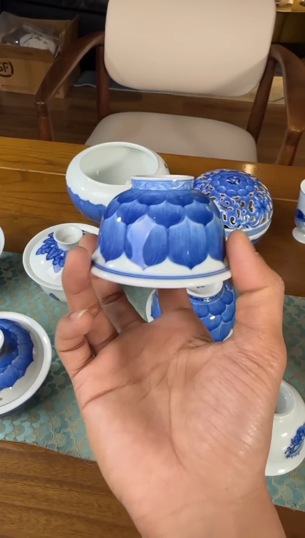 妙色 青花佛莲 小压手