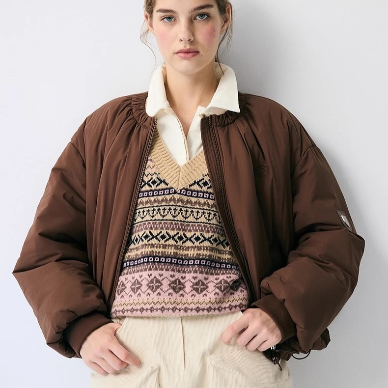 TeenieWeenie25冬季新款简洁大方时髦圆领夹克棉衣TTJP254TC7A