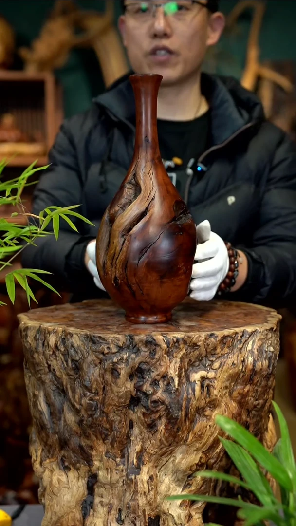 木雷击枣木富贵瓶