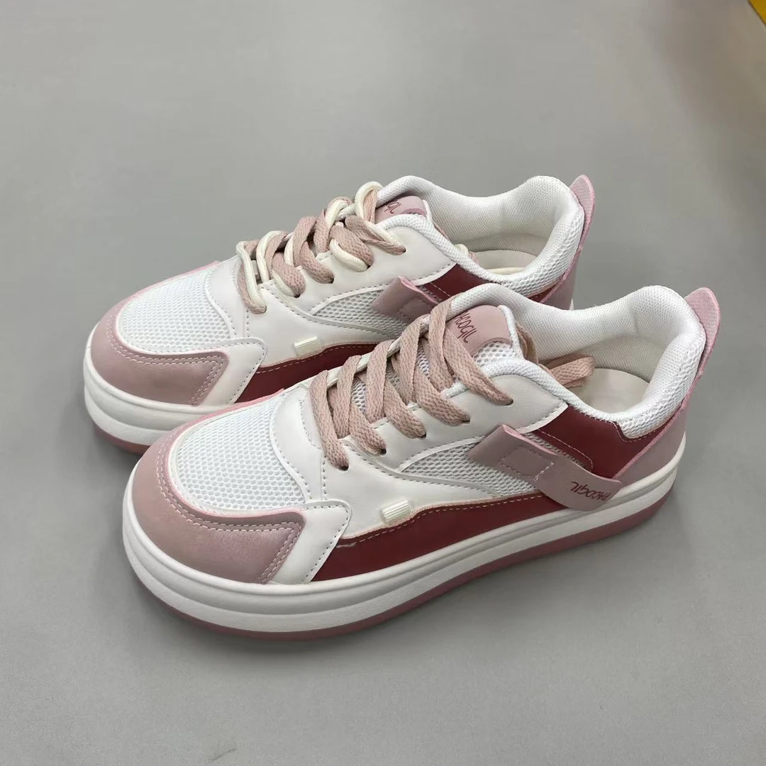 透气小白鞋女网面2025春季新款韩版学生板鞋厚底休闲D-51