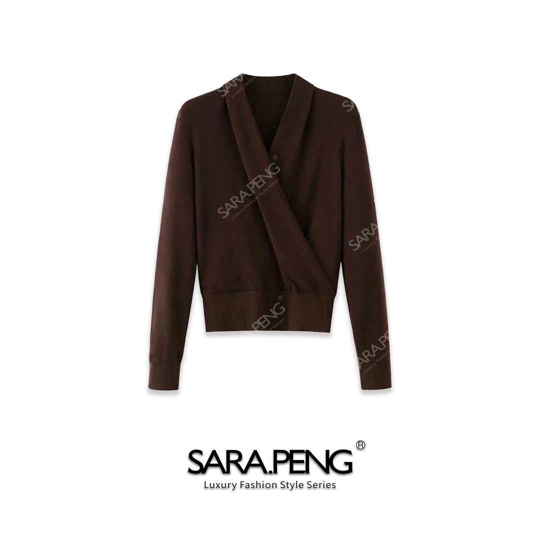 S.PENG都市优美｜新品交叉羊毛时尚复古修身显瘦针织毛衣｜3D168461