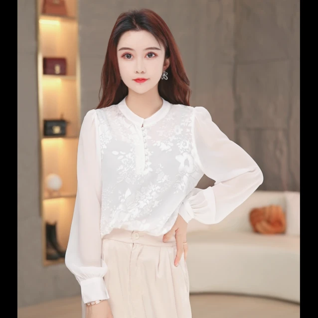 凤凰花剪花俏桑蚕丝夏季洋气女士桑蚕丝上衣气质GZCS007