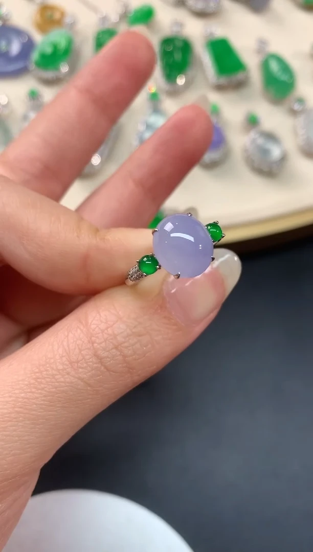 【闪购商品】翡翠戒指18K金镶嵌戒指A15|6980