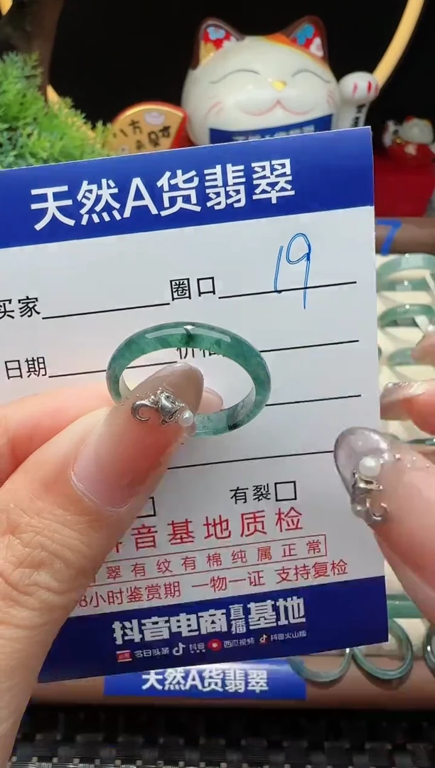 未镶嵌戒指翡翠19圈口对应的去拍