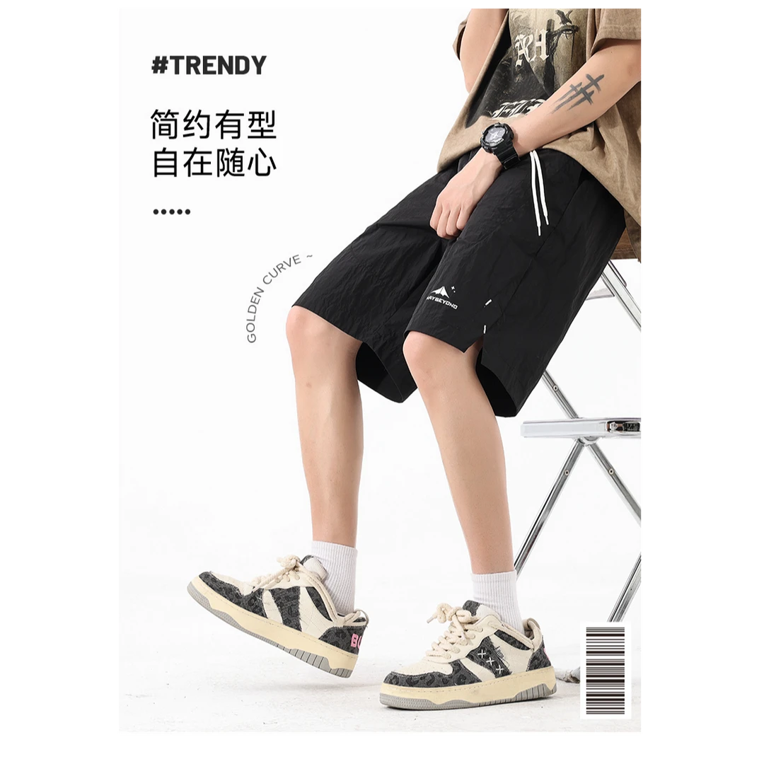 休闲裤中裤中腰夏季运动裤短裤男士简约时尚裤子宽松运动百搭舒适