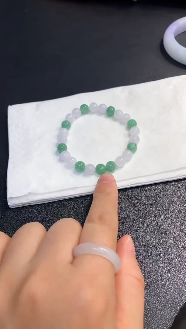 未镶嵌手串翡翠L****_白底青
