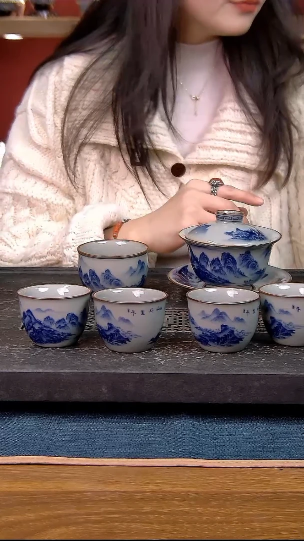 ༆****?简装家用款6件套 老陶泥开片纹陶瓷茶具