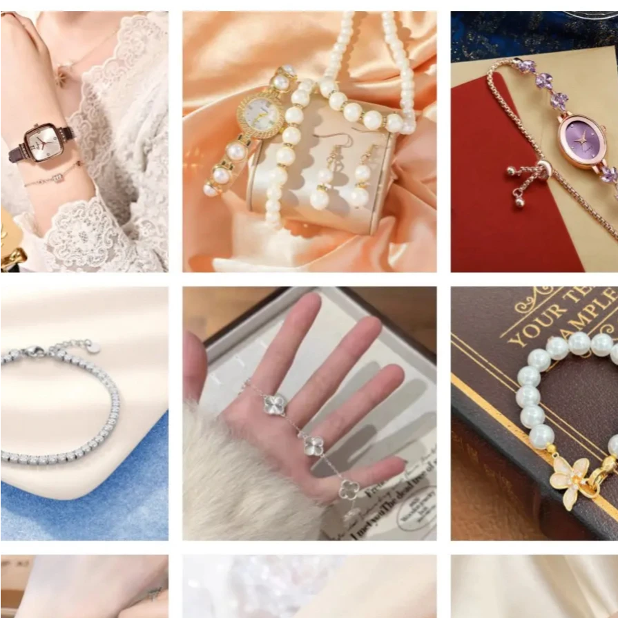 铁合金石英石手链 潮玩岳岳款轻奢古典DIY首饰L礼盒手表一个