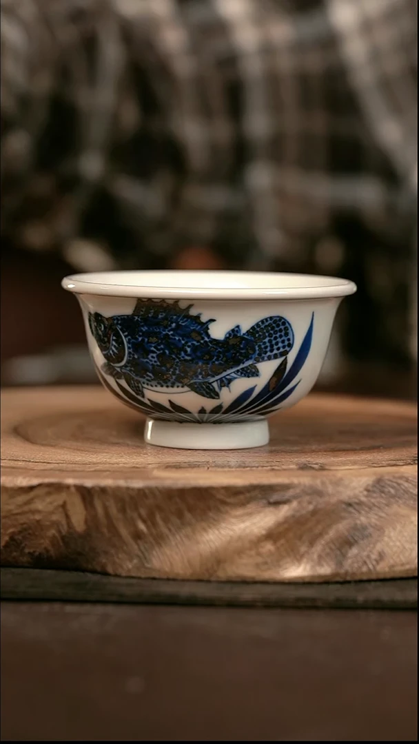 手绘 高温现代瓷  气窑  大鳜鱼大压100C