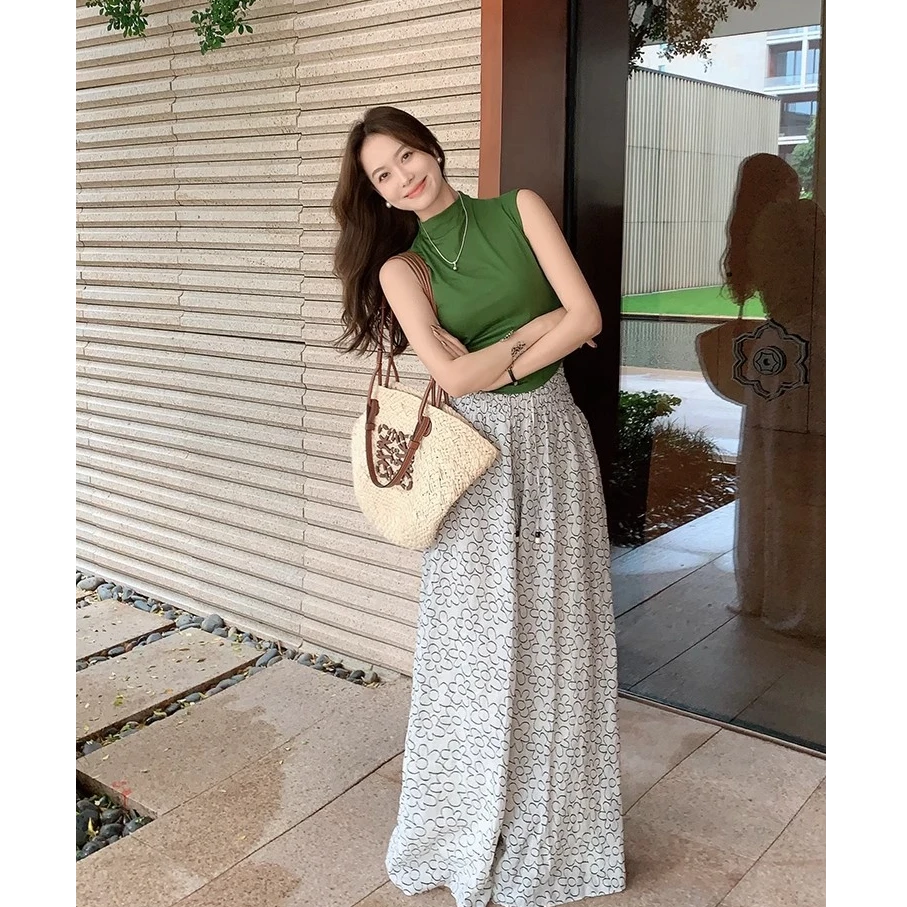 A【特价捡漏】花花休闲裤 碎花苎麻花纱涂鸦手绘阔腿裤美洋MEIYAN