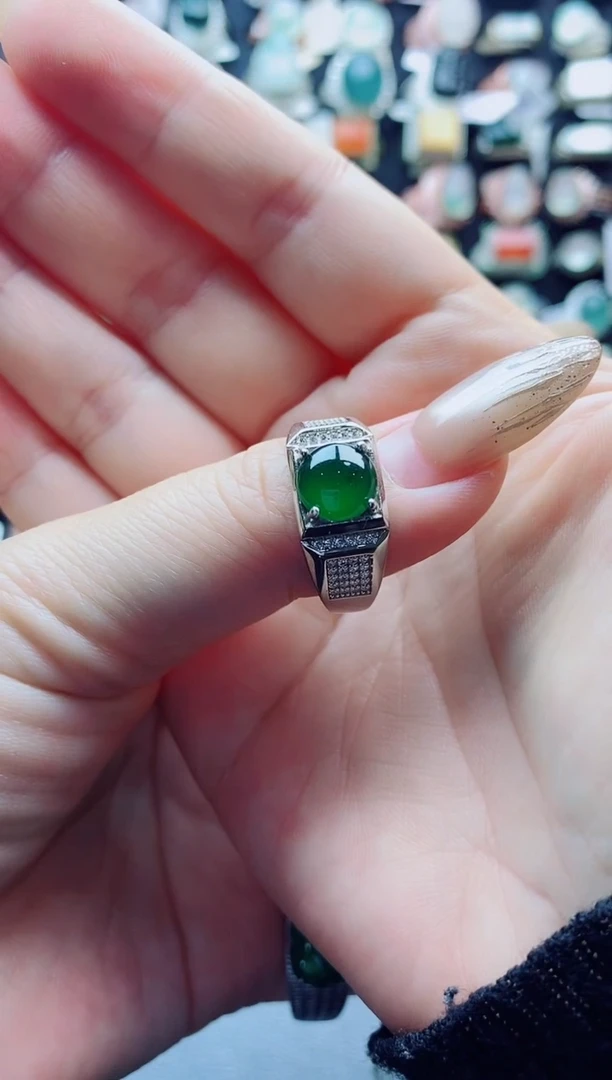 未镶嵌戒指翡翠大*阳天然翡翠A货男戒