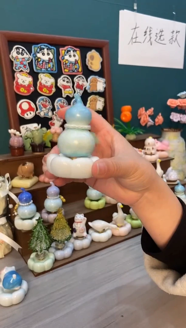 摆件陶天蓝葫芦景德镇陶瓷摆件1个装