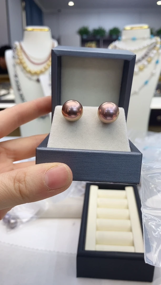 【闪购商品】淡水珍珠耳饰18K金镶嵌淡水耳饰13-14