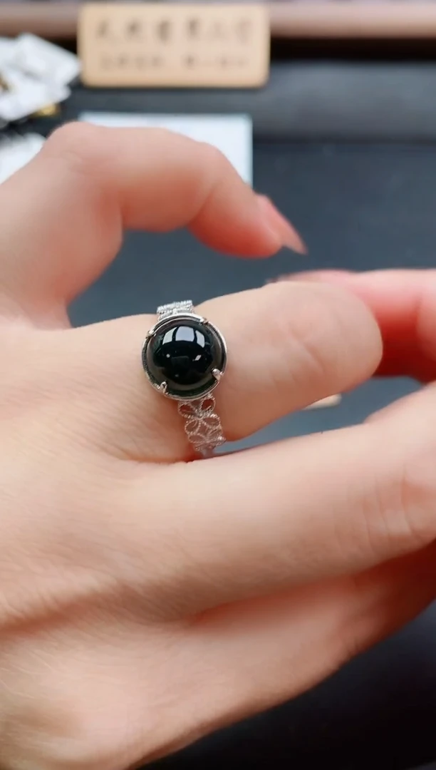 银S925镶嵌戒指翡翠1