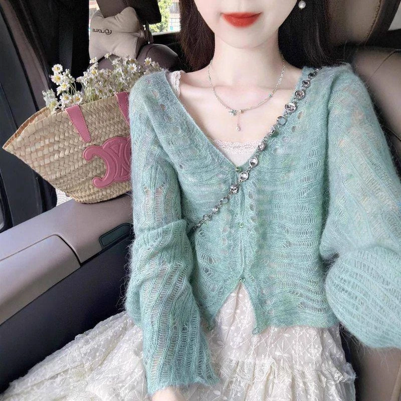 【大晚晚】韩版慵懒宽松百搭设计感小众显瘦长袖针织