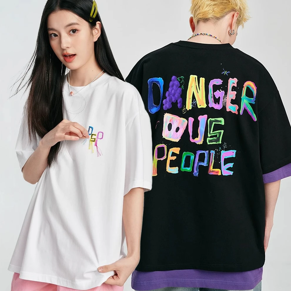 Dangerouspeople薛之谦dsp缤纷数码印花情侣宽松百搭圆领短袖T恤