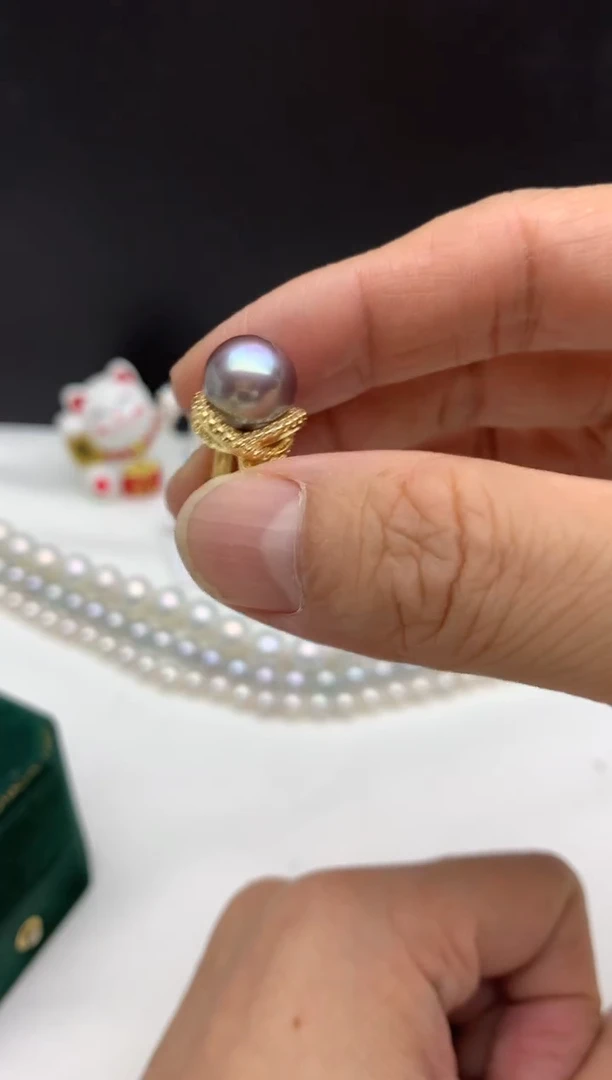 未镶嵌ff淡水珍珠紫珠耳饰