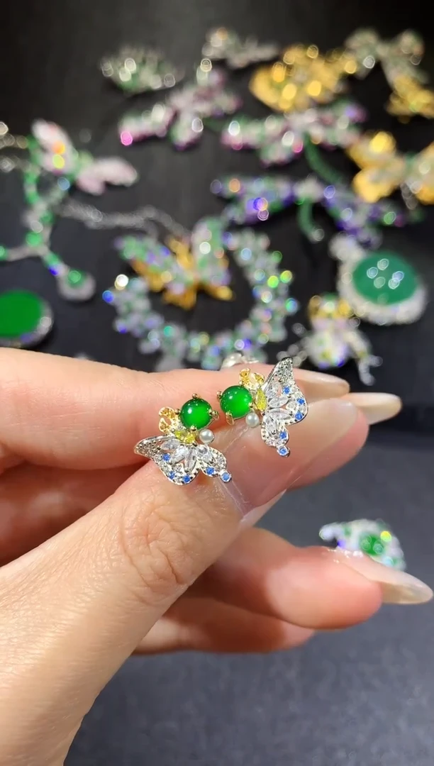 【闪购商品】翡翠耳饰银S925镶嵌134-耳饰（多样性发货一件