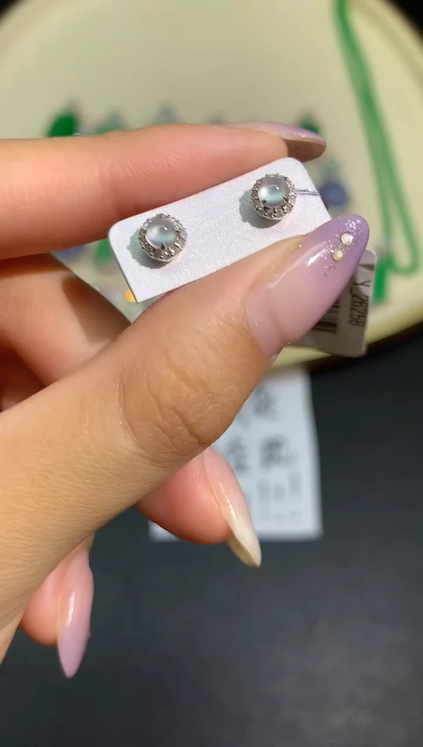 翡翠18K金镶嵌耳饰A34|多样性发其一|1980