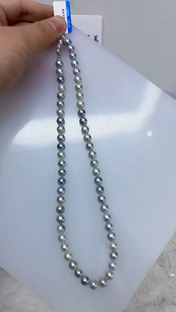 未镶嵌DA海水珍珠灰珠串链7-8 t913