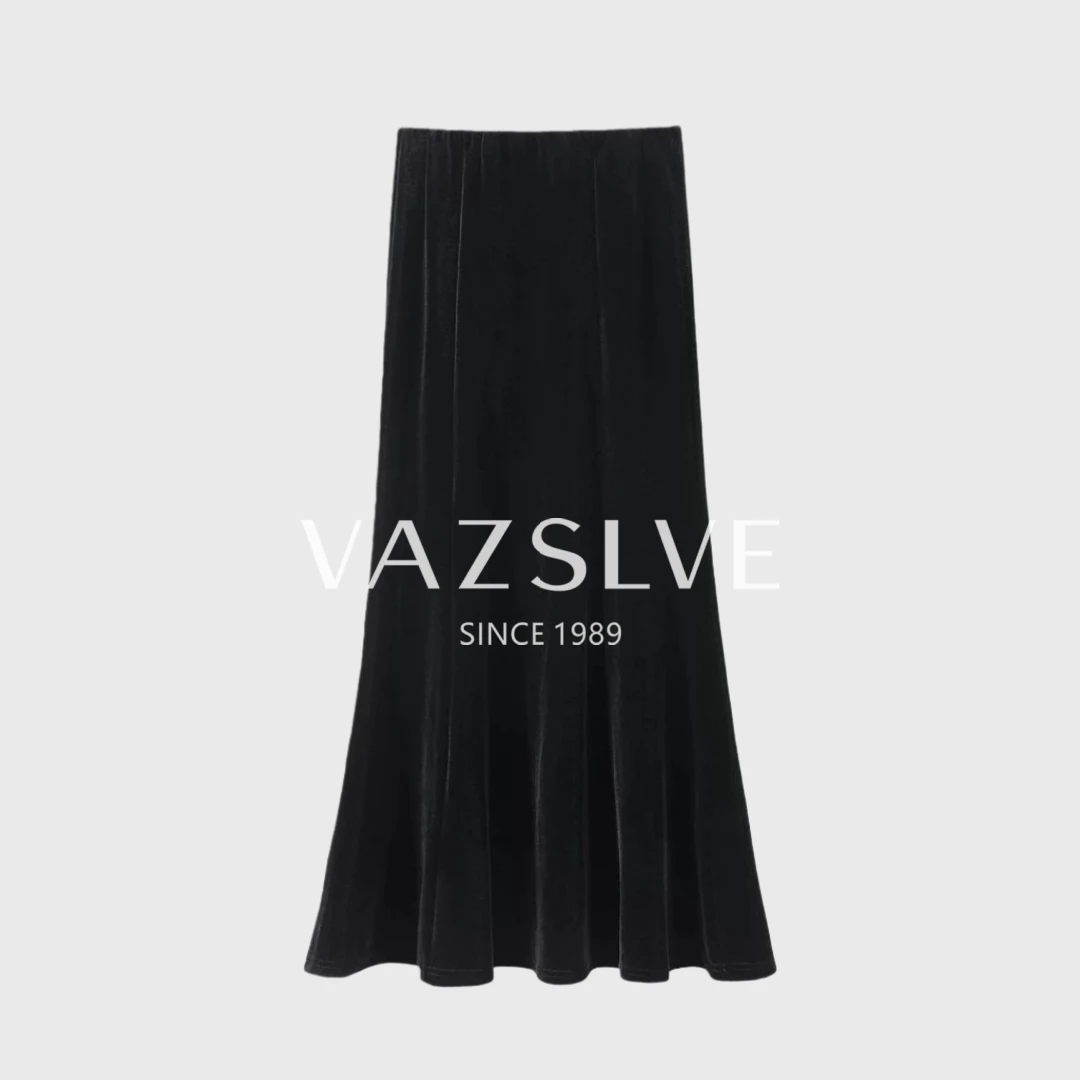 【VAZSLVE/全新奢品】捡漏 丝绒优雅气质鱼尾大摆长裙msl1252