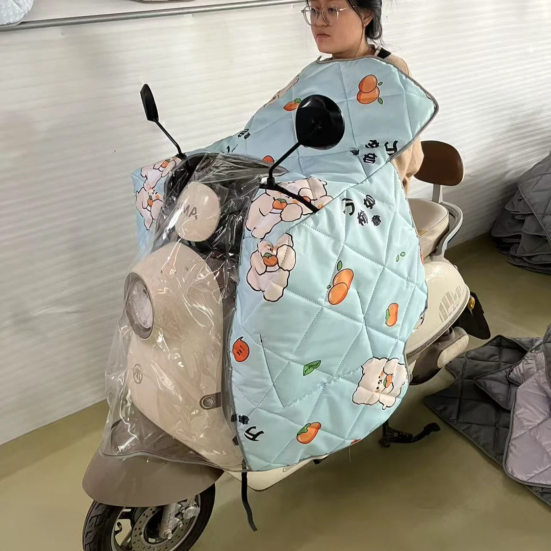 电动车挡风被斗篷款加大四季印花防风防水遮阳夏季防晒春秋防雨罩