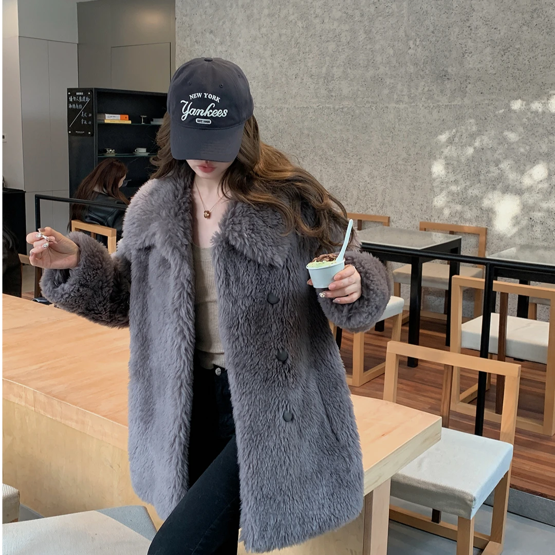 柏林新贵 100%纯羊毛 中长款秋冬新款时尚宽松女大衣外套MS241977