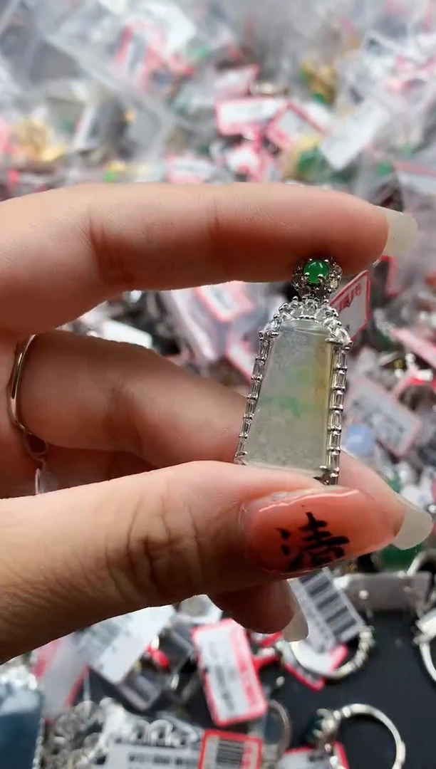 银S925镶嵌戒指翡翠天然A货缅甸翡翠