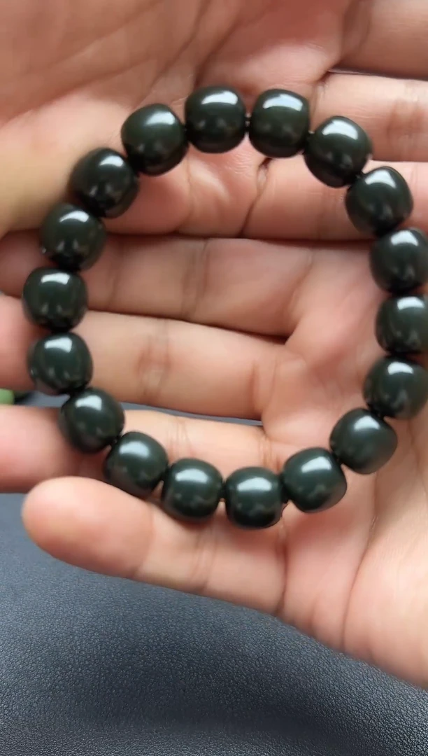 未镶嵌手链和田玉沙枣青卡12M手串