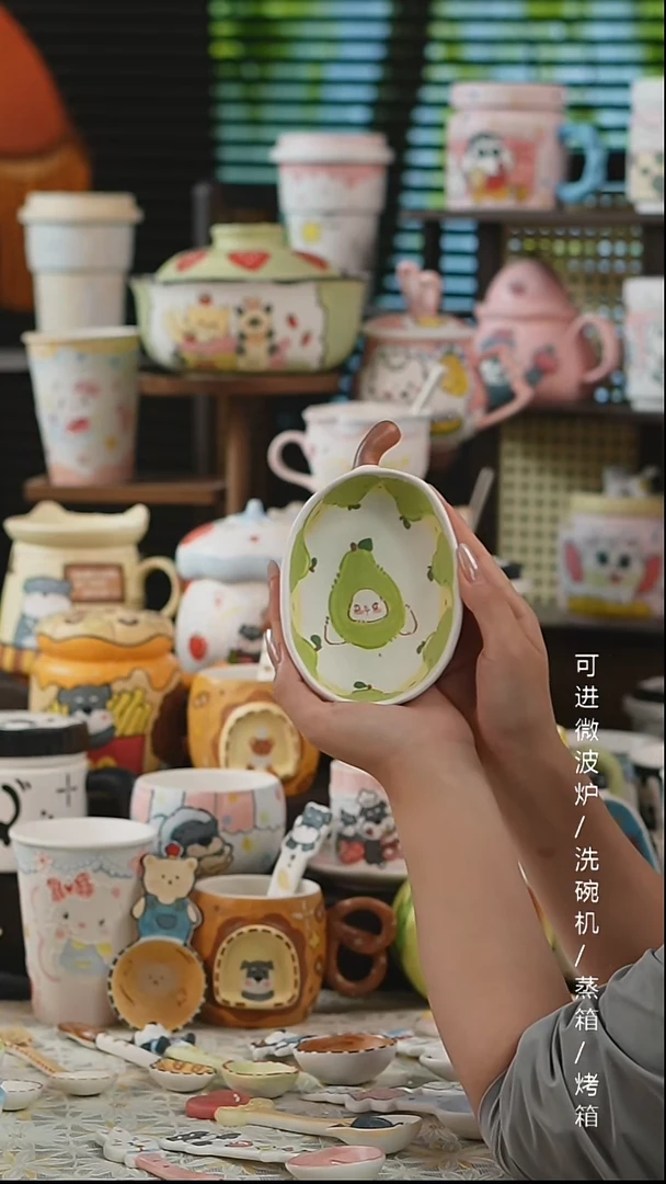 杯子景德镇高温釉下彩纯手绘创意瓷