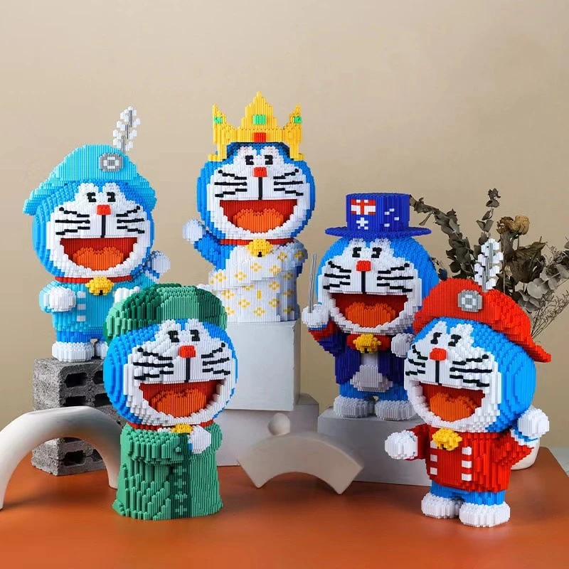 精品哆啦A梦系列串联中颗粒DIY积木男孩女孩送礼家庭装饰摆件