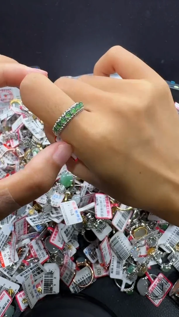 翡翠戒指银S925镶嵌戒指104