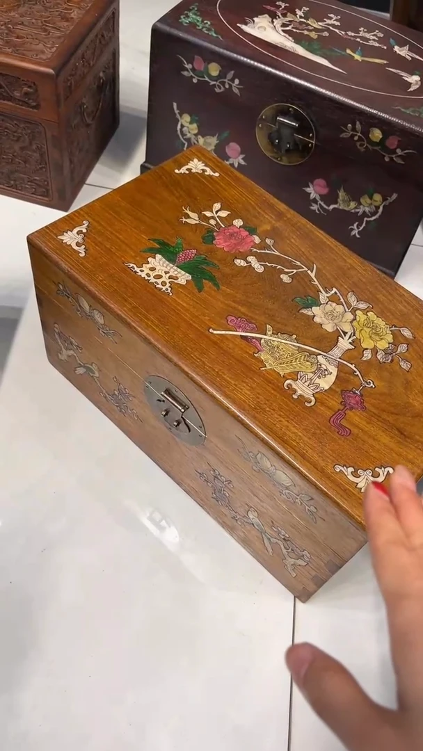 【闪购商品】贡木花开富贵螺钿首饰箱