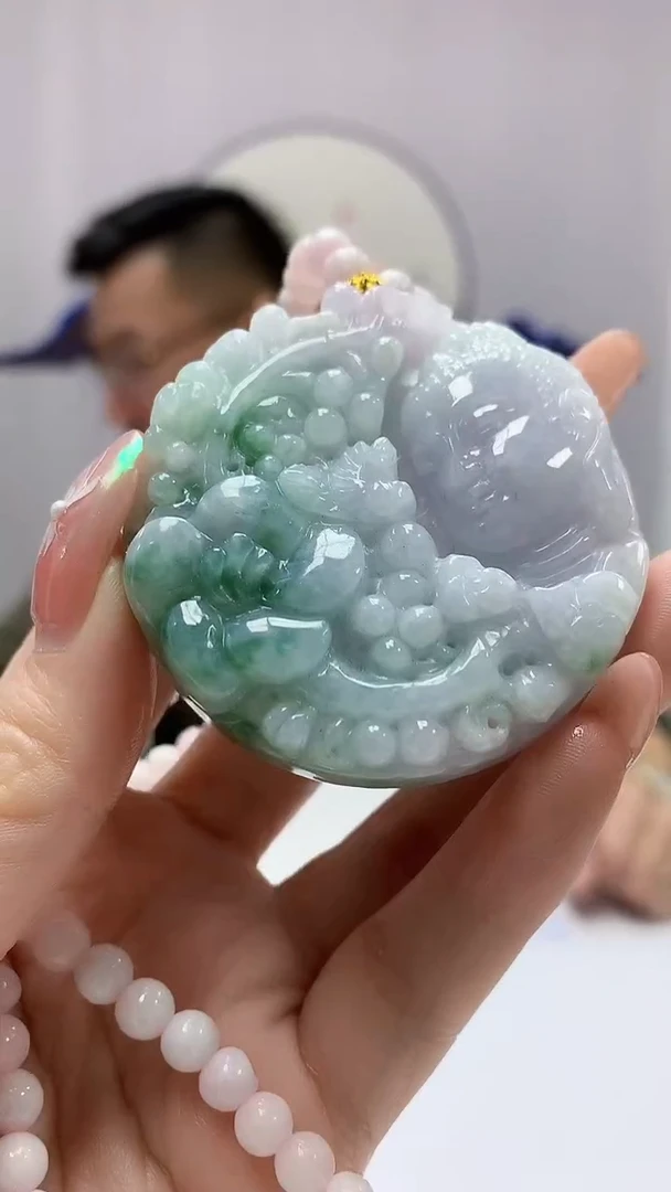 【闪购商品】定制翡翠未镶嵌5152DD-毛货挂件52