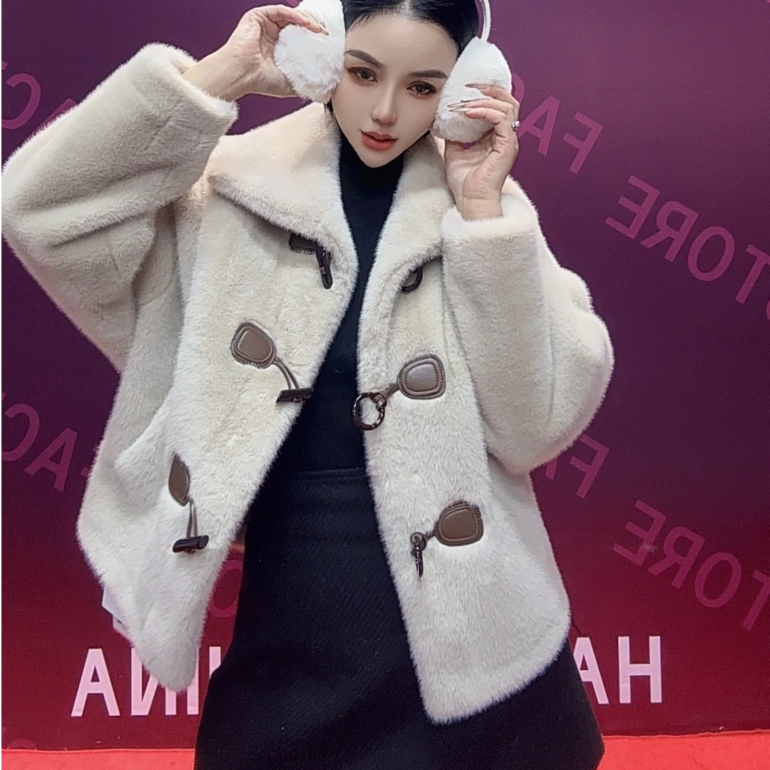 622气质毛毛外套女时尚中长款轻奢冬季设计师皮毛一体网红