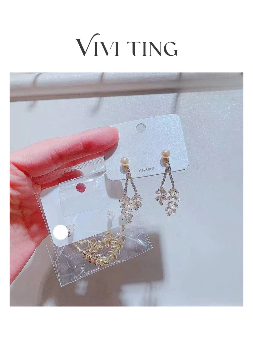 合金铅玻璃耳饰 【VIVI·TING】婷姐推荐叶子麦穗耳环高级感耳钉
