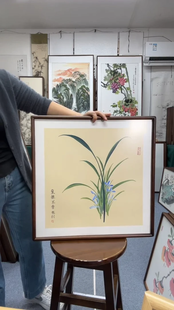 国画尺寸52*52实木画框京东包邮手绘