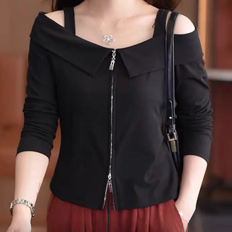 【艾萱萱】25065款露肩上衣早秋女士减龄T桖 约51