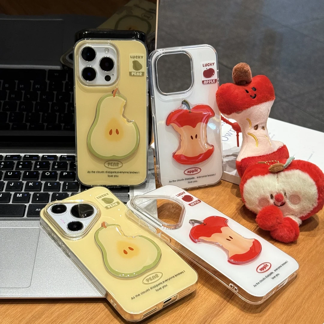 BANCA立体梨子苹果贴件适用iPhone16大孔手机壳华为vivo小米oppo