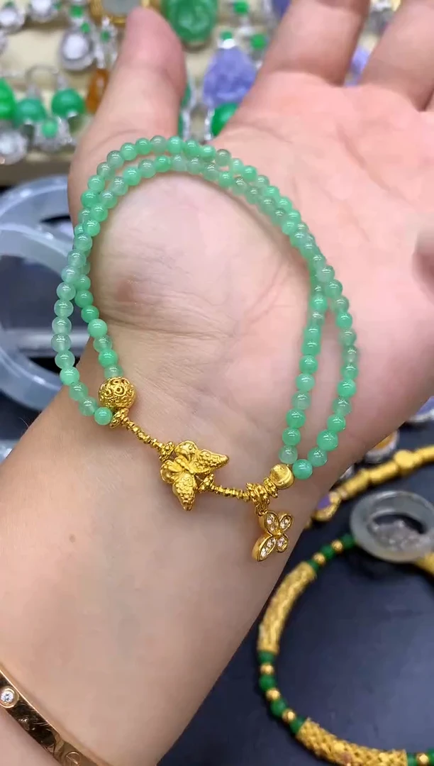 足金镶嵌手链翡翠279-中国好珍宝