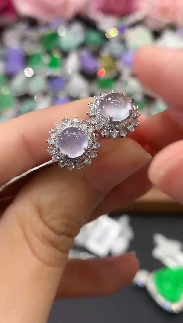 18K金镶嵌翡翠耳饰C138