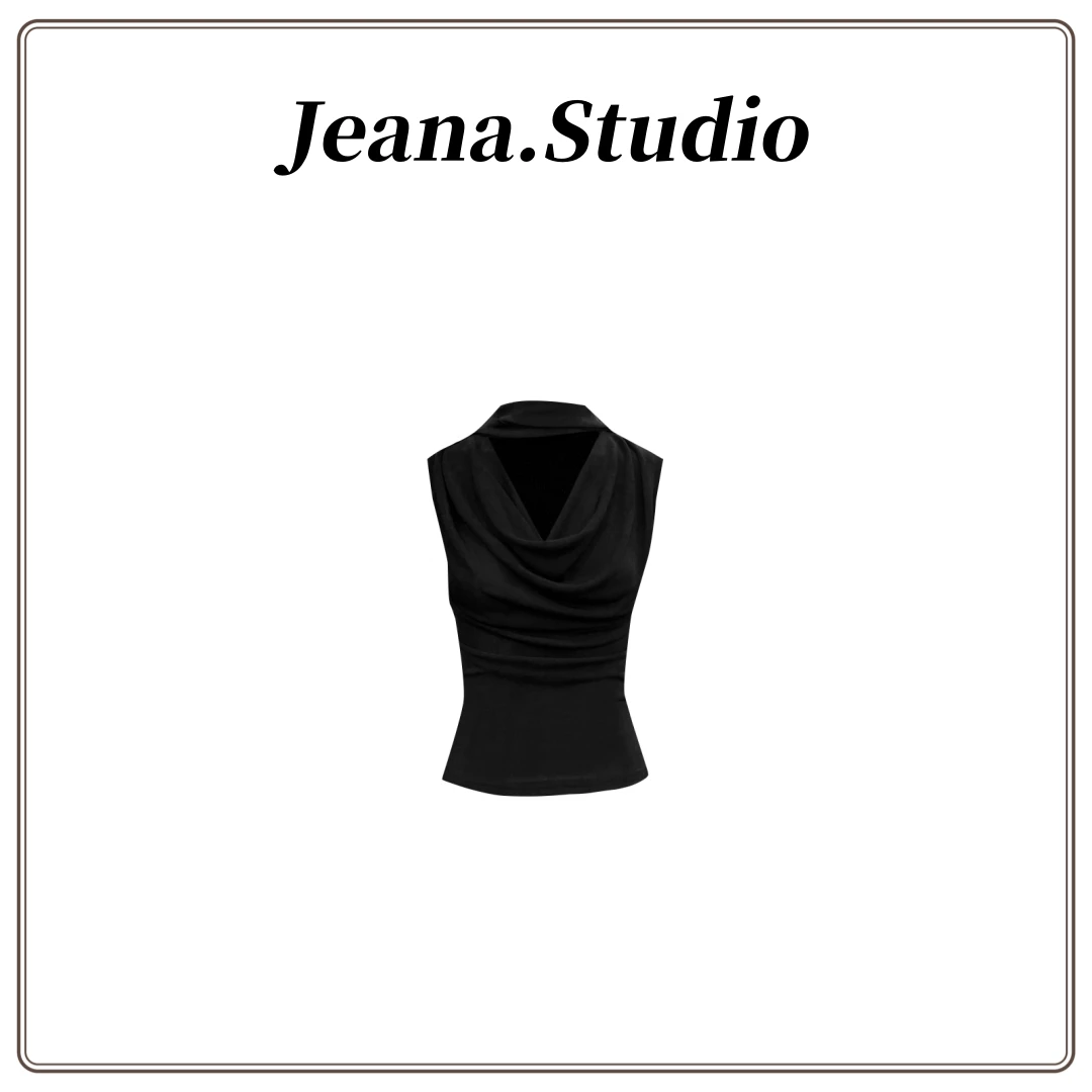 【Jeana.studio】原创设计无袖荡领绑带上衣T恤