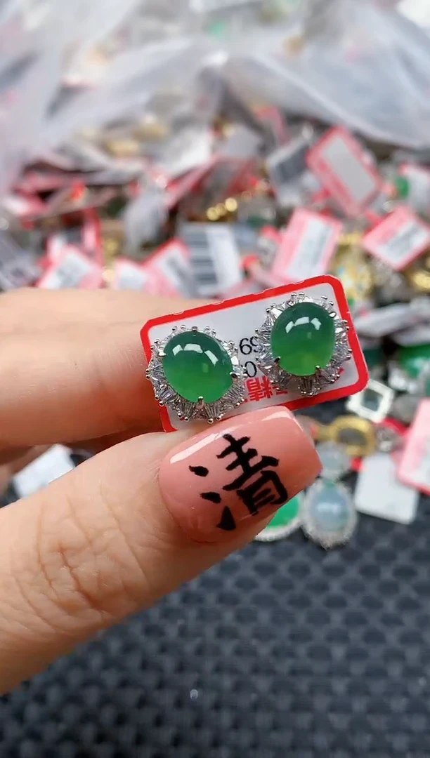 银S925镶嵌戒指翡翠天然A货缅甸翡翠