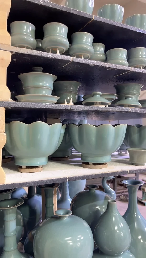 李照卫省大师纯手工亲工款仿古釉支钉烧竹节盖碗