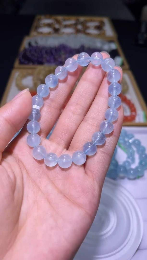 1海蓝宝石（处理）J053-8mm海蓝宝单圈-多样性发其一