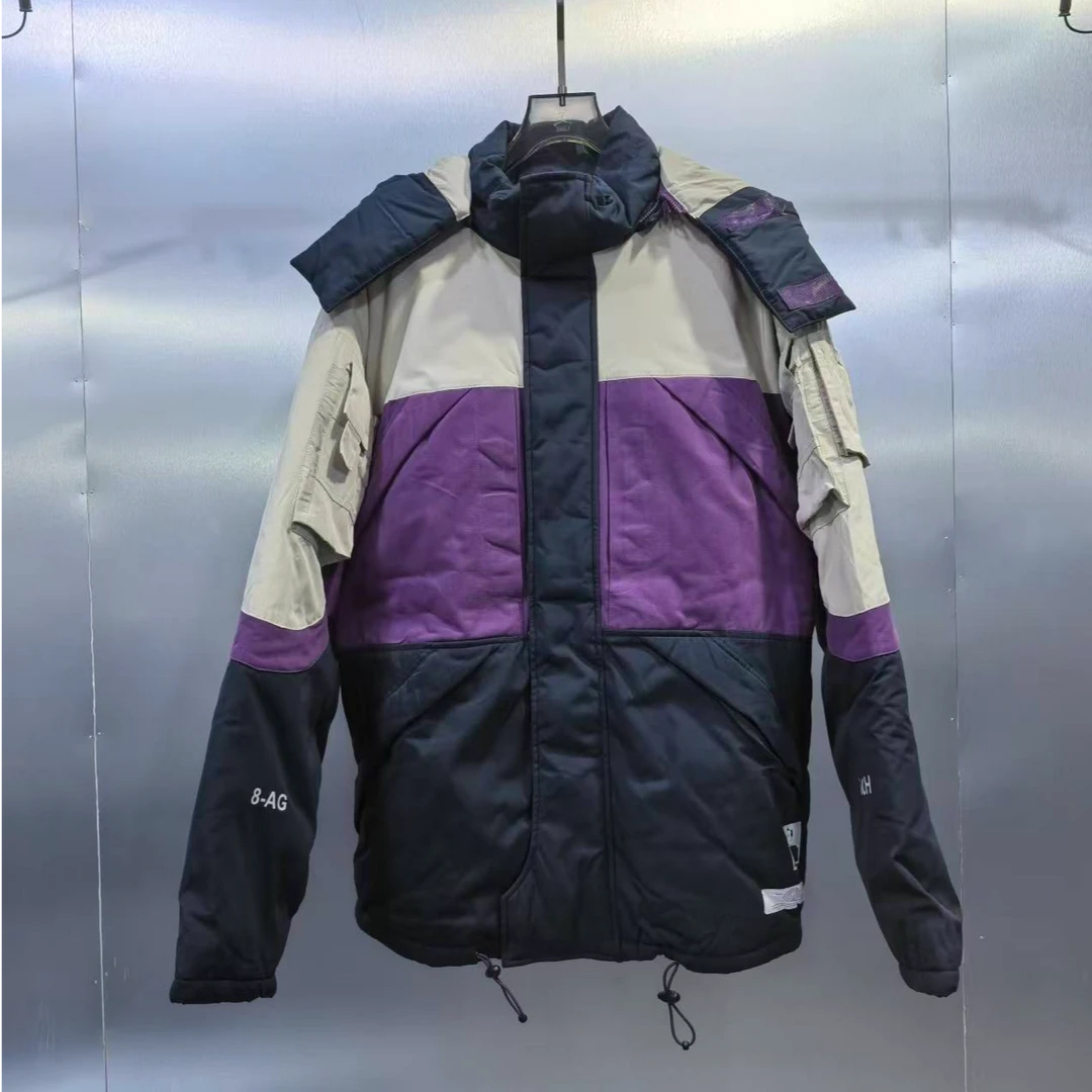 T06-101653-UMA秋冬季撞色拼接设计时尚连帽休闲棉服外套