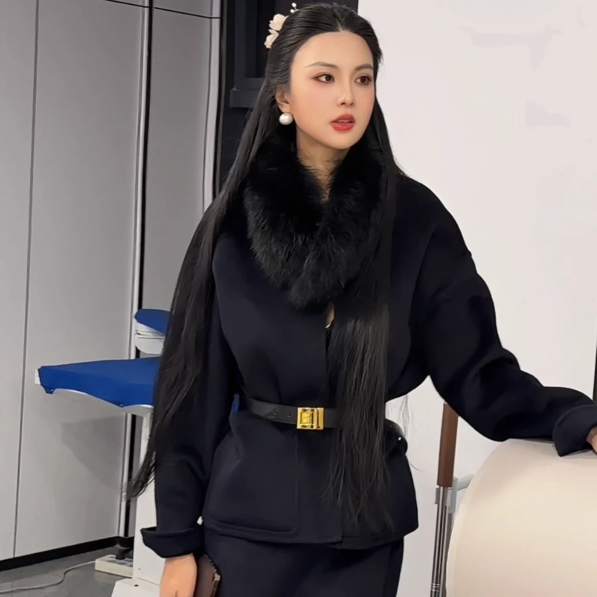 魏元高定/极简羊绒老钱风时尚纯色套装-1072