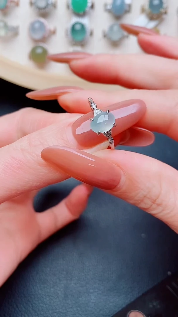 银S925镶嵌戒指翡翠...