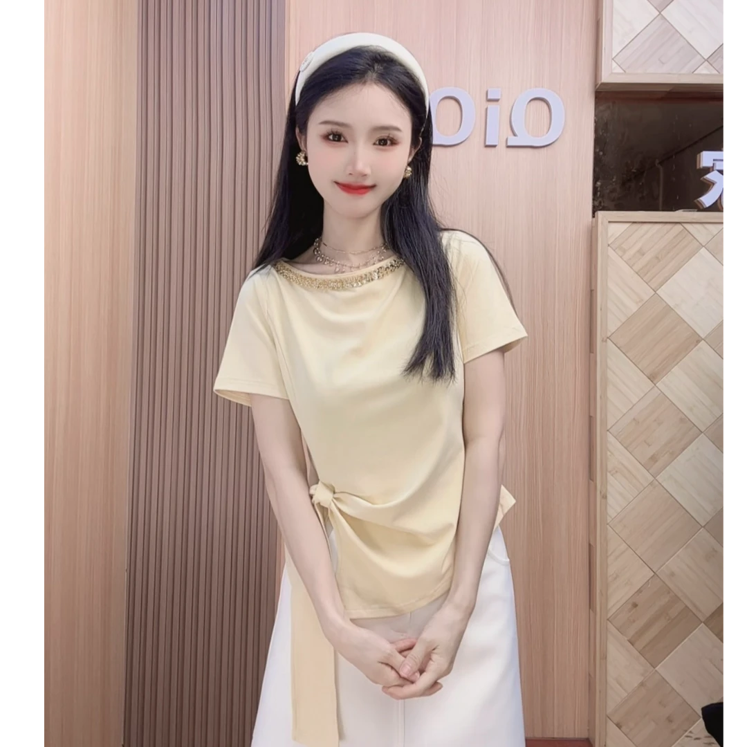 QiQi家 2025夏季新款不规则设计感时尚上衣