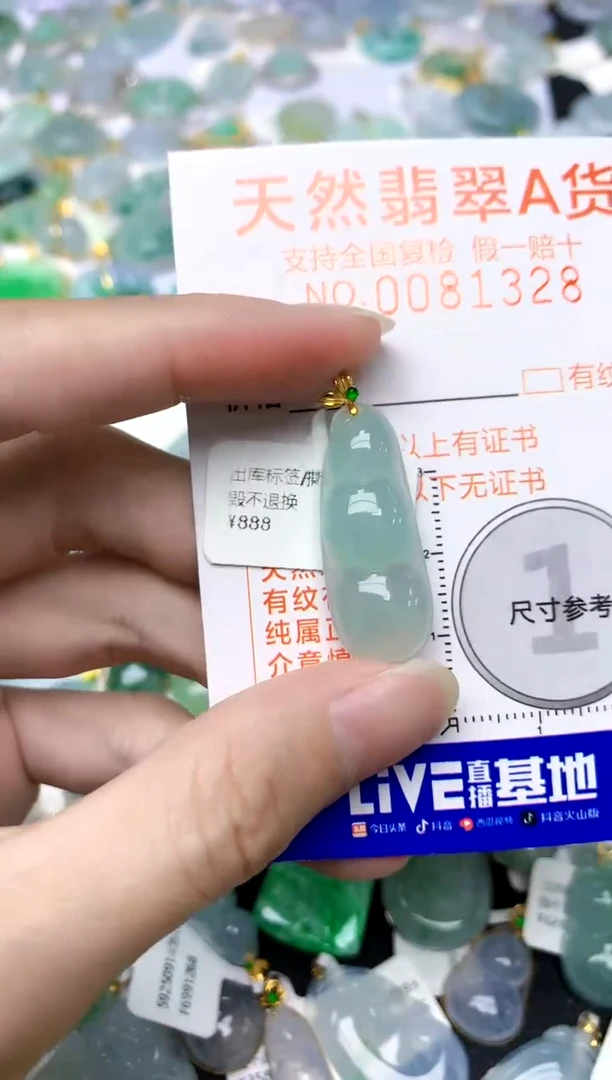 颈饰18K金镶嵌翡翠天然A货翡翠